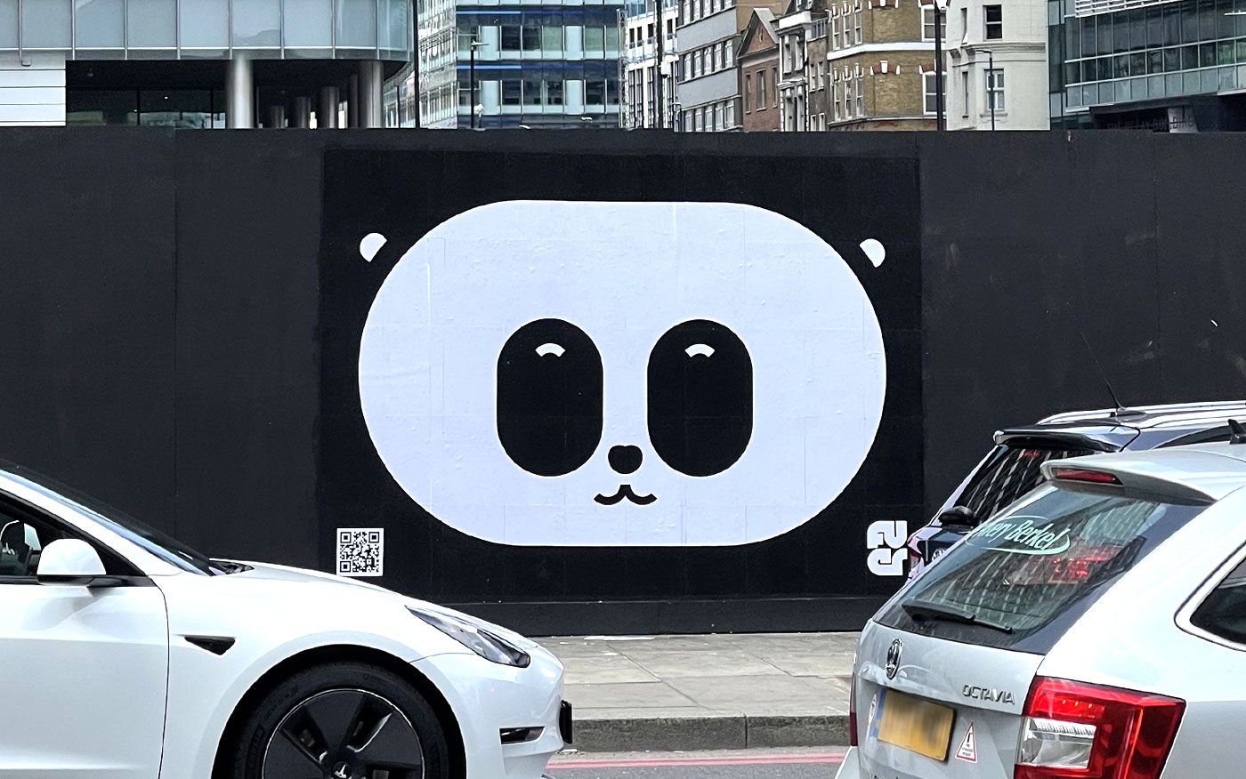 Large panda wheatpaste Aldgate East