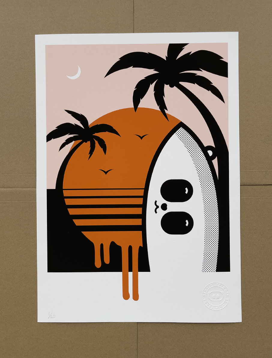 Save Siargao typhoon odette charity poster by Fuer Panda, surf themed giclée print