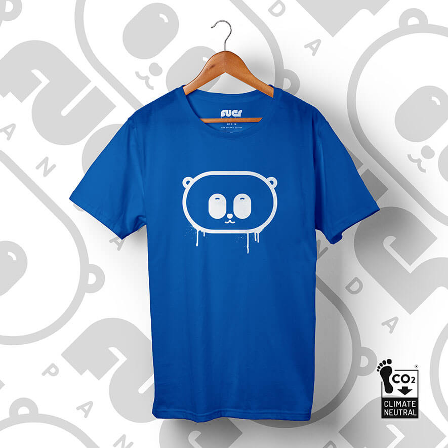 Ocean blue organic vegan Fuer Panda drip t-shirt
