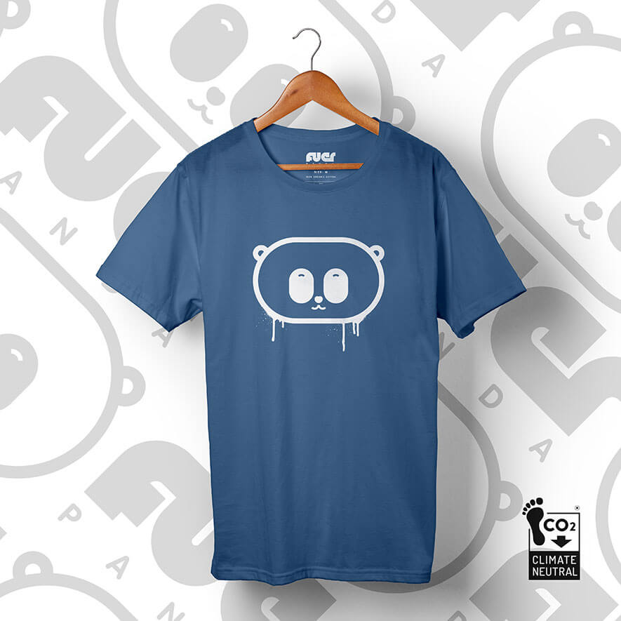 Steel blue organic vegan Fuer Panda drip t-shirt