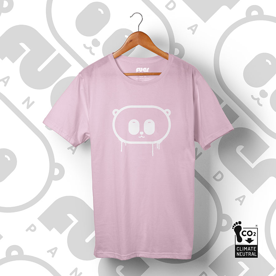 Sweet pink organic fuer panda drip t-shirt