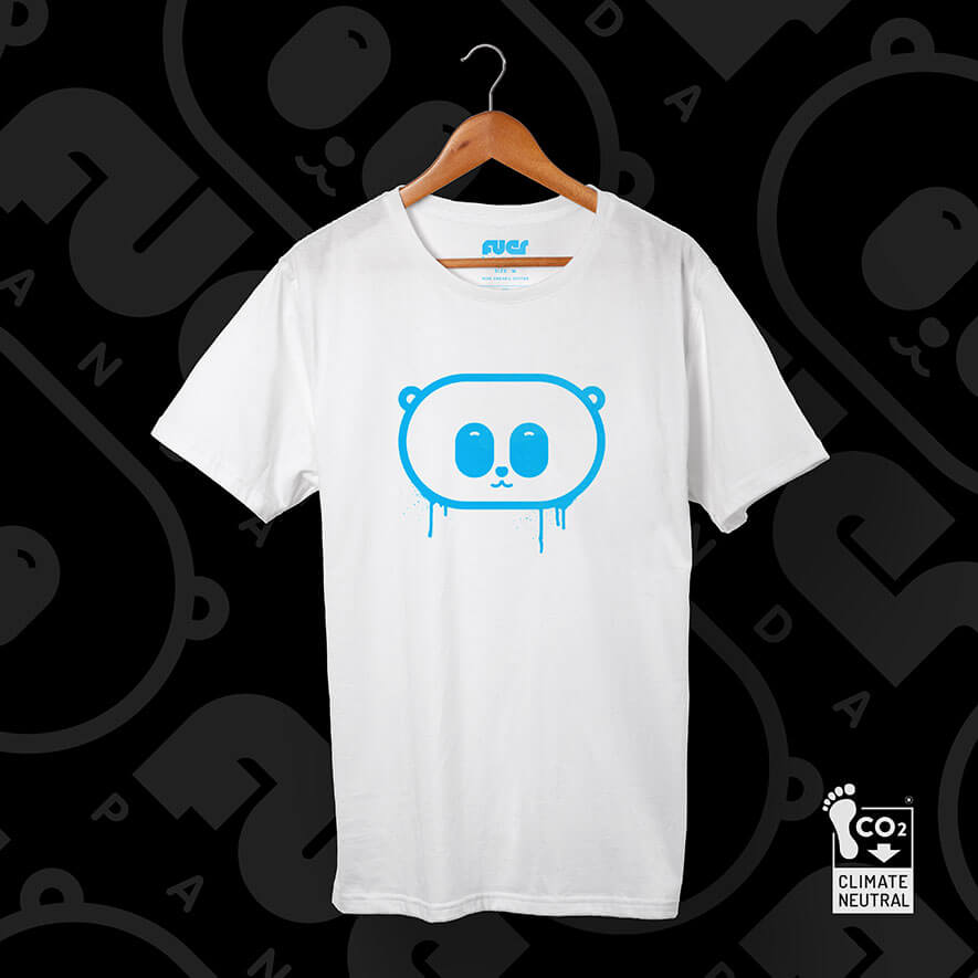 White drip panda tshirt sky blue
